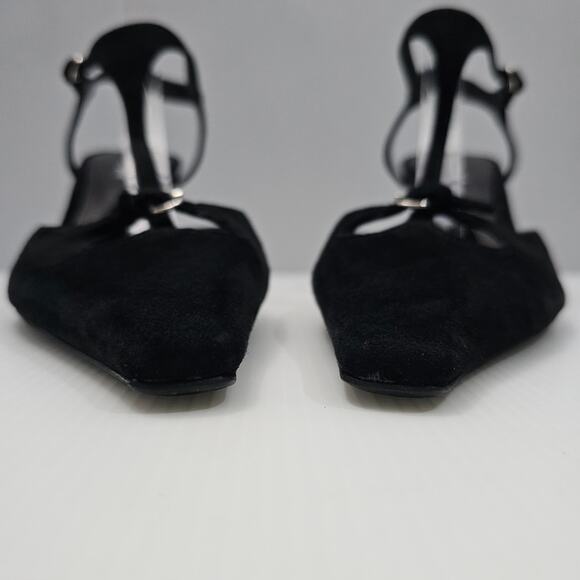 NEW Jeffrey Campbell Petit Pumps Womens 10 Black Suede Kitten Heel Pointed Toe - Picture 6 of 13